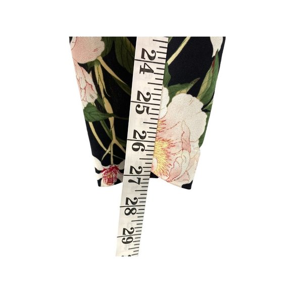 Cynthia Rowley Pants Womens Large Floral Black‎ Flowers Elastic Waist Pockets - Picture 2 of 6